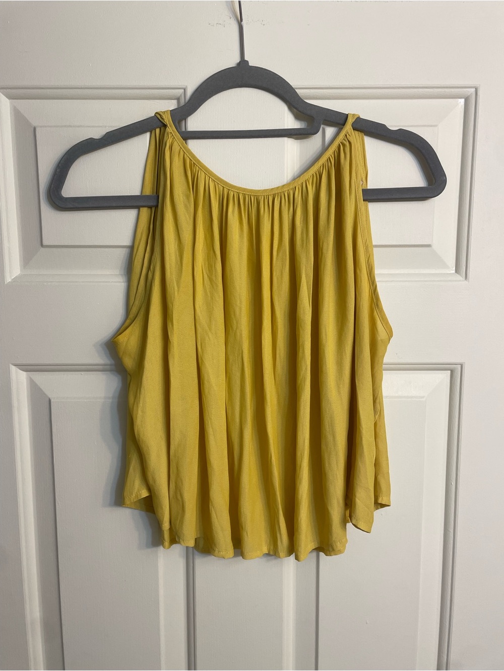H&M Yellow Pleated Neck Sleeveless Camisole